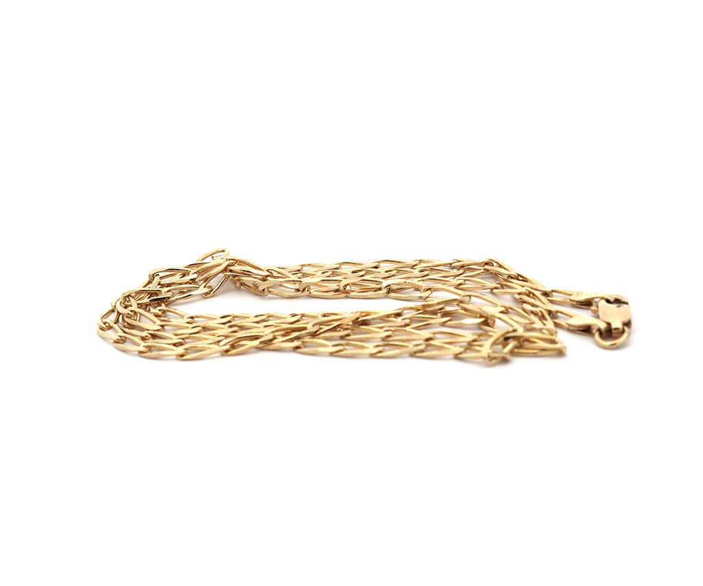 3.0MM Polished Elongated Curb Link Chain Necklace in 14K