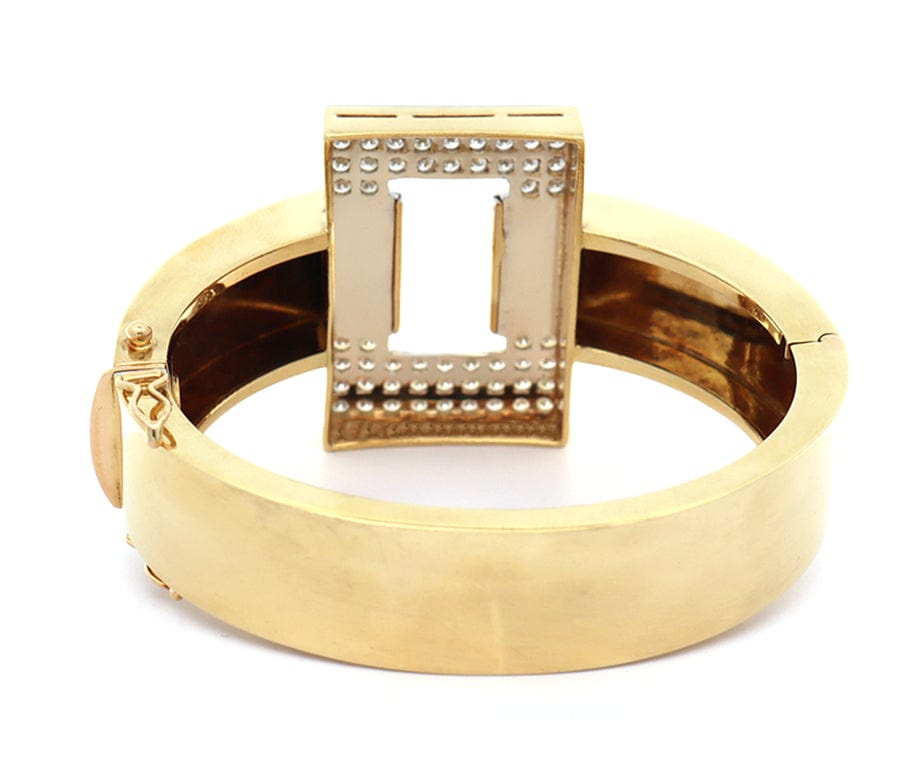 2.00ctw Diamond Rectangle Frame Wide Bangle Bracelet in 18K