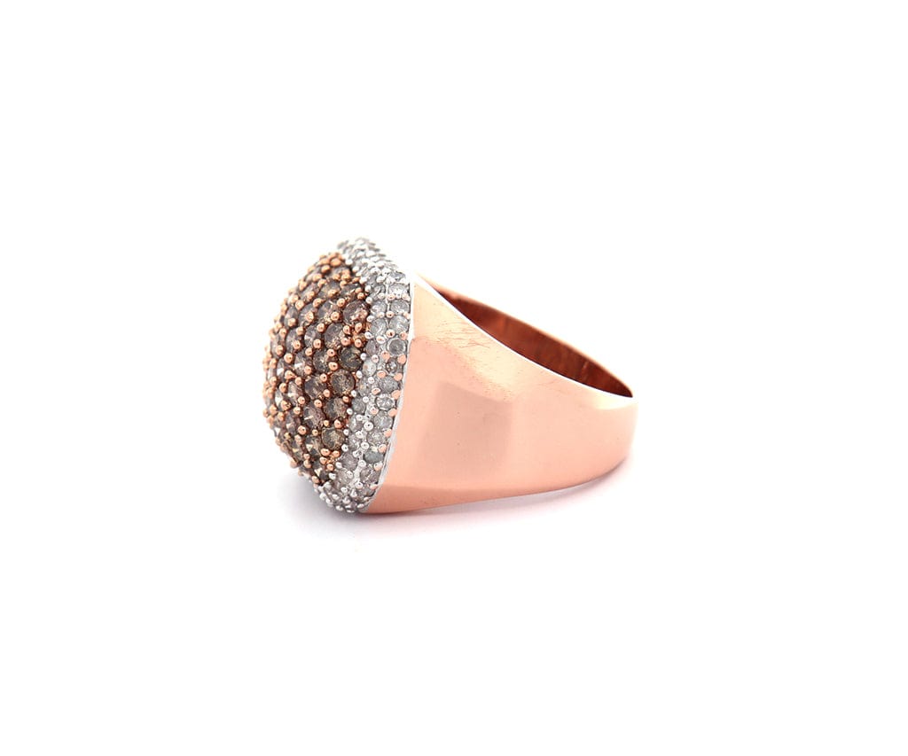 2.25ctw Chocolate and White Diamond Cluster Cushion Frame Ring in 14K