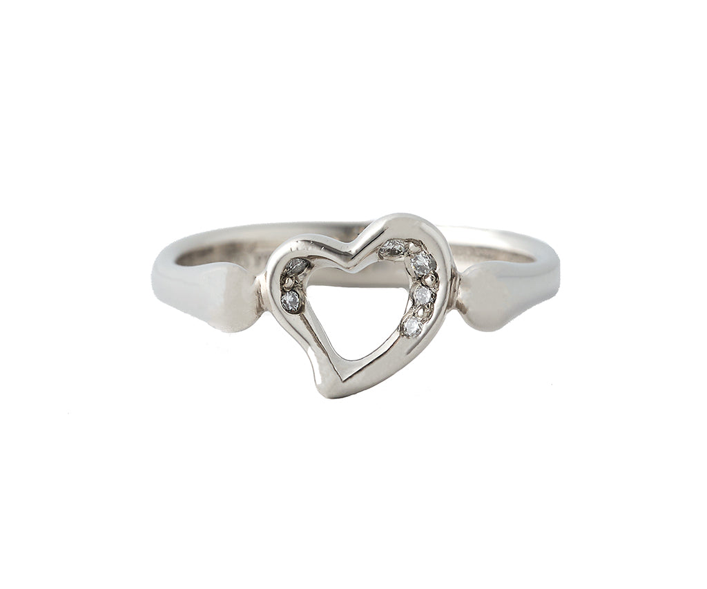 Tiffany & Co. Elsa Peretti 0.06ctw Diamond Open Heart Ring in Platinum