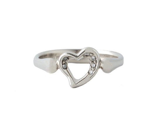 Tiffany & Co. Elsa Peretti 0.06ctw Diamond Open Heart Ring in Platinum