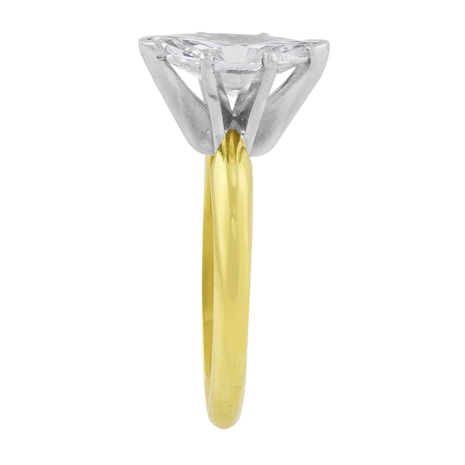 18k Yellow Gold Platinum 1ct Marquise Cut Diamond Ring