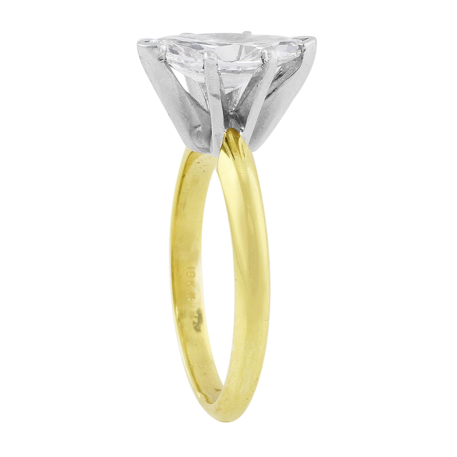 18k Yellow Gold Platinum 1ct Marquise Cut Diamond Ring