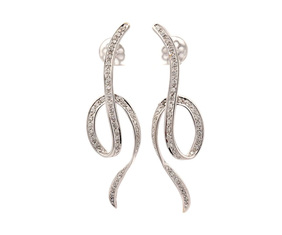 0.60ctw Diamond Swirl Loop Earrings in 14K