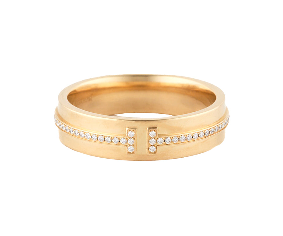 Tiffany & Co. 0.12ctw Diamond T Wide Band Ring in 18K