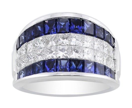 18k White Gold Invisibly set Sapphire and Diamond Ring