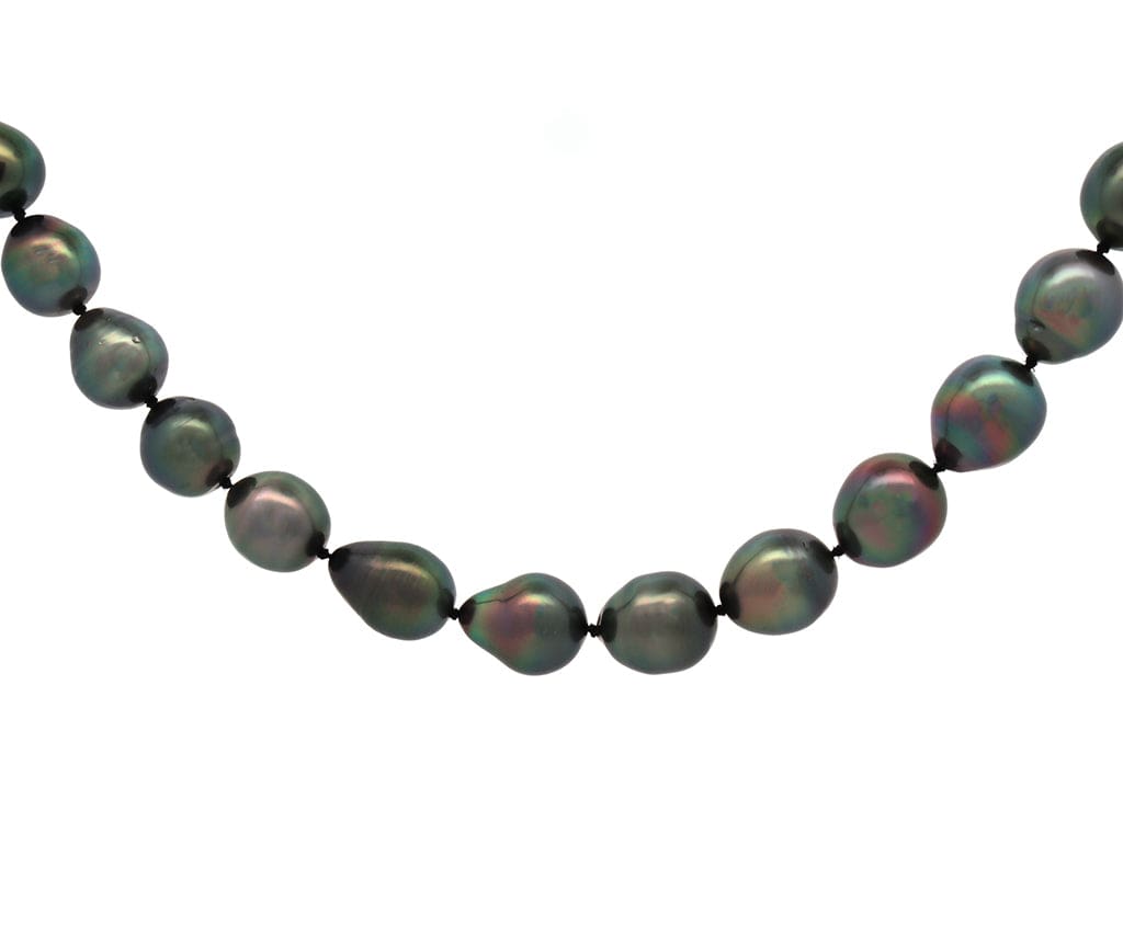 8.5 – 11.0MM Tahitian Baroque Pearl Graduated Strand Necklace in 14K