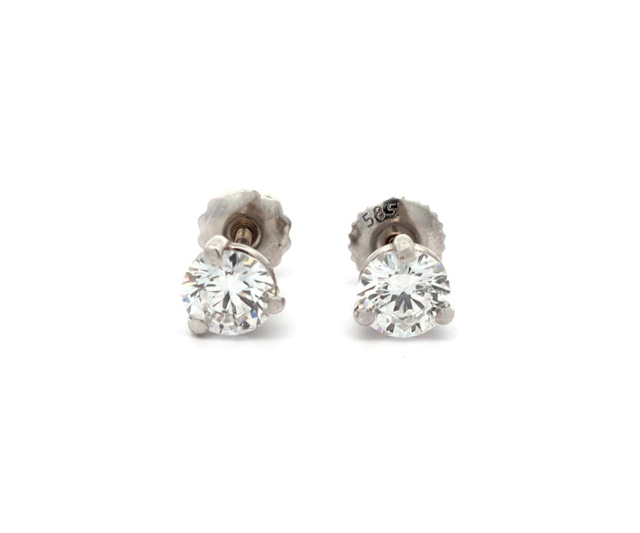 1.12ctw Round Diamond Solitaire Stud Earrings in 14K