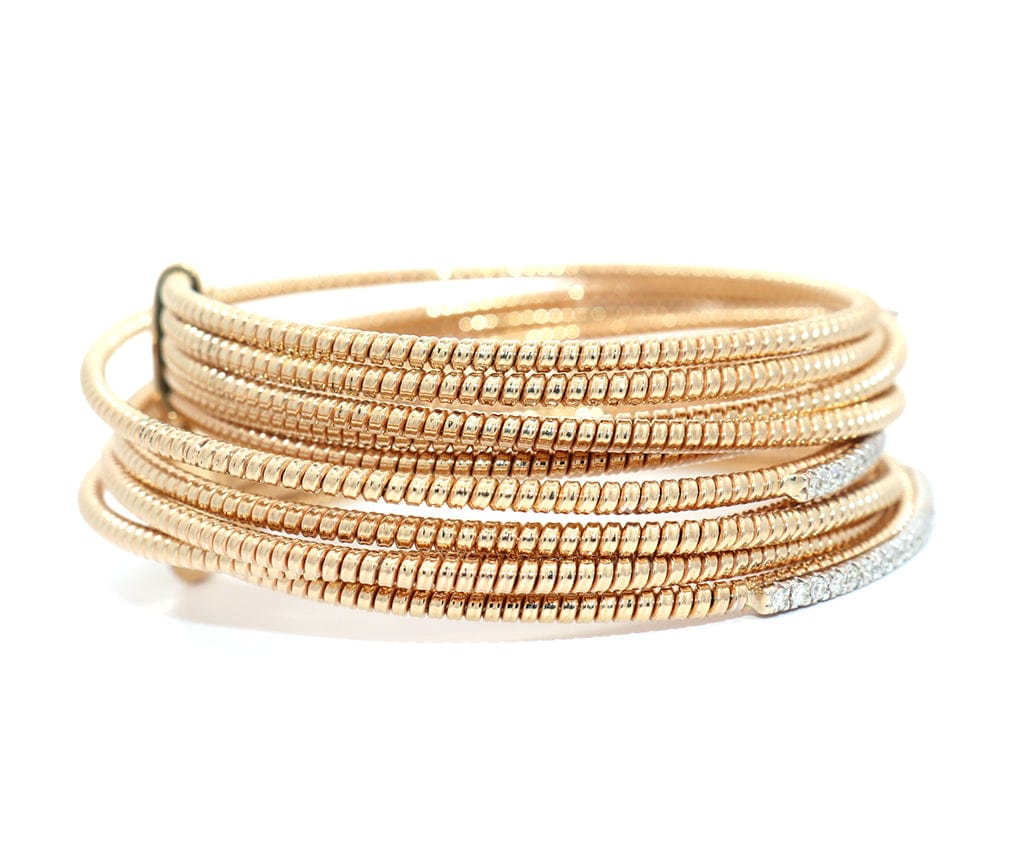 1.50ctw Diamond Bar Flexible Wrap Bangle Bracelet in 14K