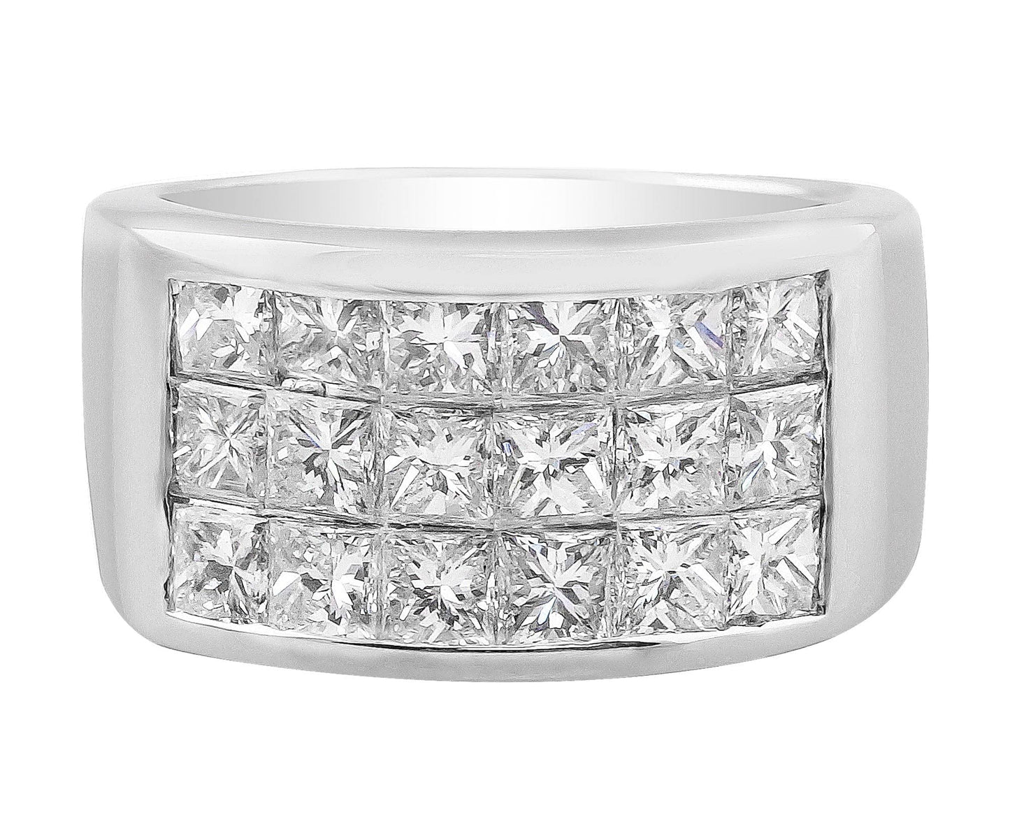 18k White Gold Invisible Set Princess Ring