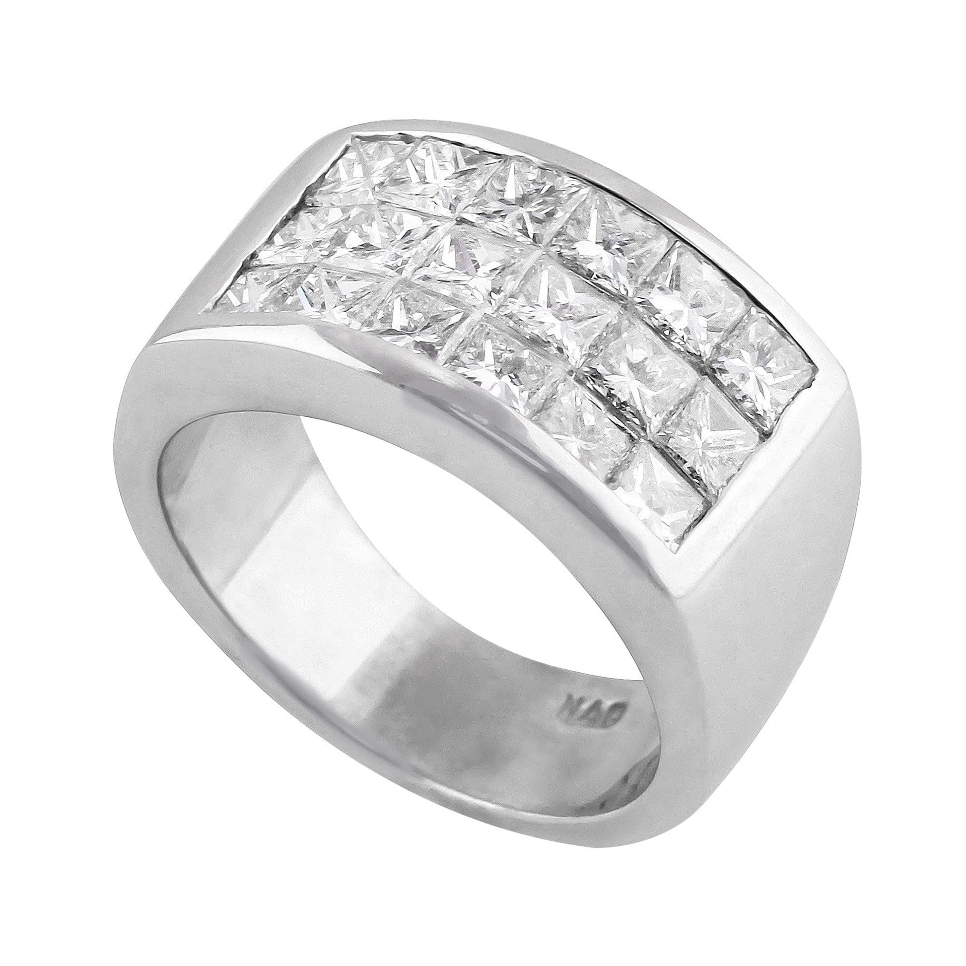 18k White Gold Invisible Set Princess Ring