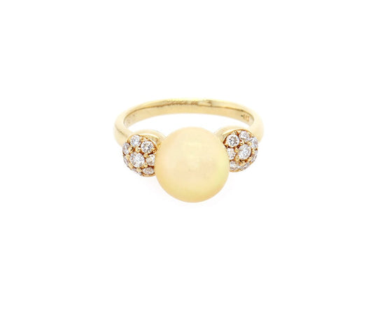 9.0MM Golden South Sea Pearl and 0.30ctw Diamond Ring in 18K