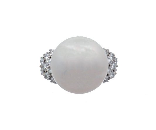 16.0MM South Sea Pearl and 1.45ctw Diamond Ring in 18K