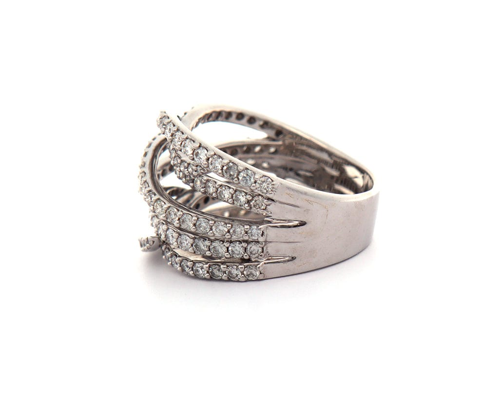 1.72ctw Diamond Multi Row Crossover Ring in 18K