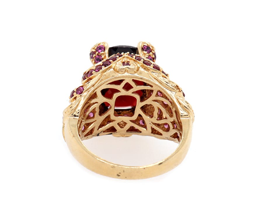 7.0ct Garnet and 1.60ctw Pink Tourmaline Scalloped Cocktail Ring in 14K