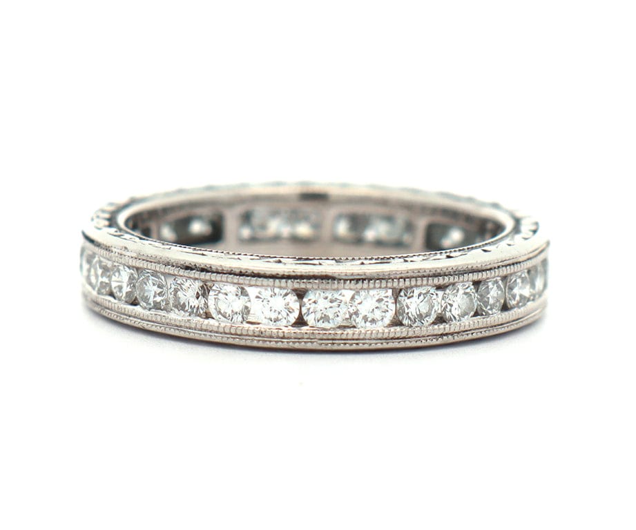 1.00ctw Round Diamond Channel Set Eternity Wedding Band Ring in Platinum