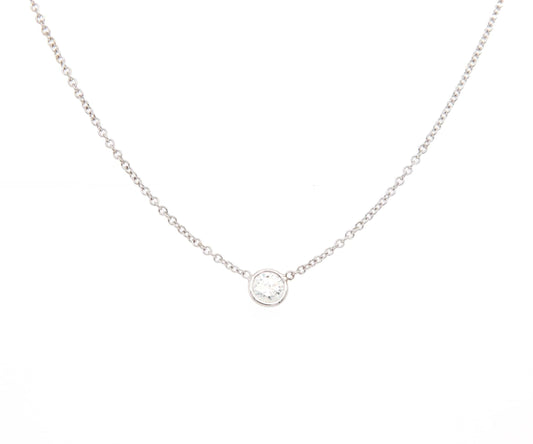 0.33ct Round Diamond Solitaire Bezel Set Necklace in 14K