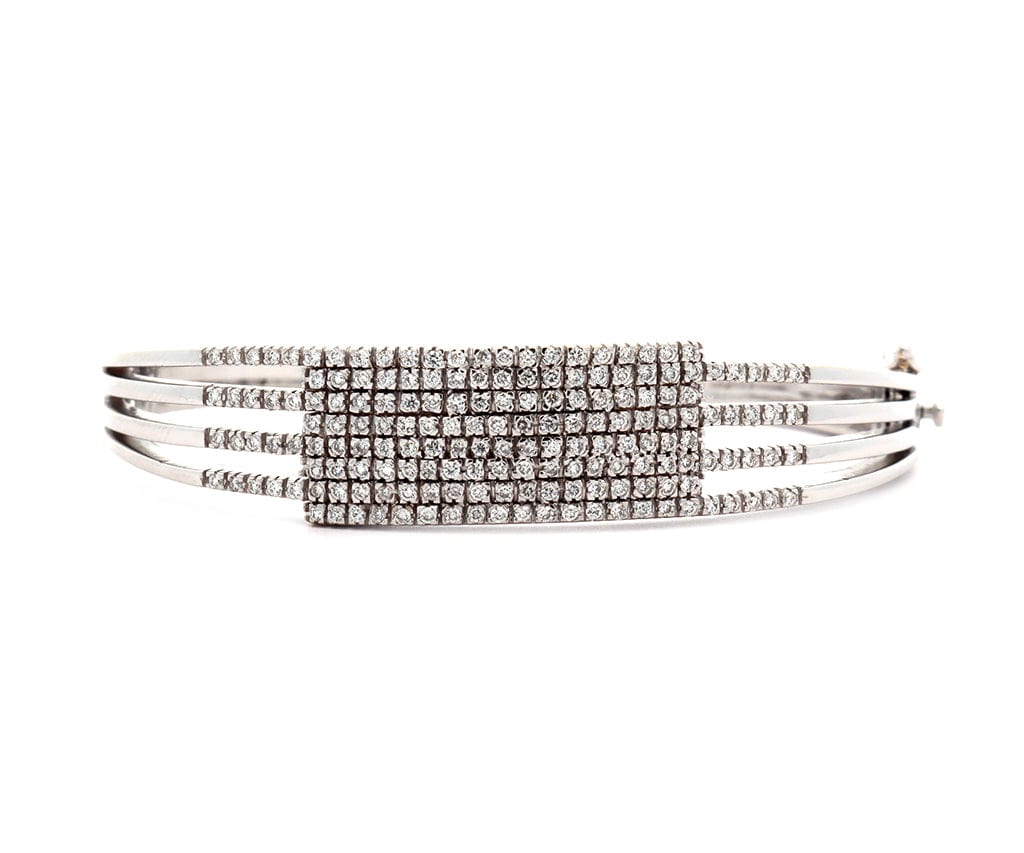 0.85ctw Pave Diamond Multi Row Bangle Bracelet in 18K