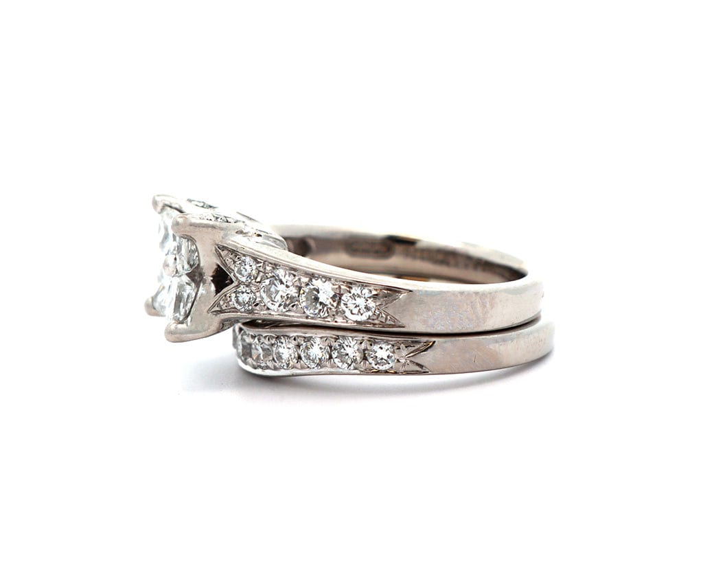 1.14ctw Nelson Calla and Round Diamond Straight Bridal Set in Platinum