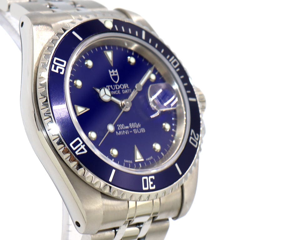 2001 TUDOR Prince Date Mini Sub 73190 33MM Blue Dial Watch