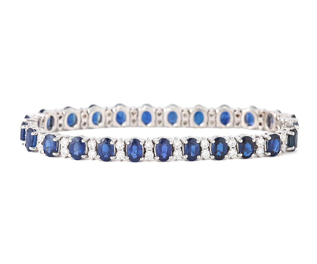 16.0ctw Oval Sapphire and 1.50ctw Diamond Alternating Tennis Bracelet in