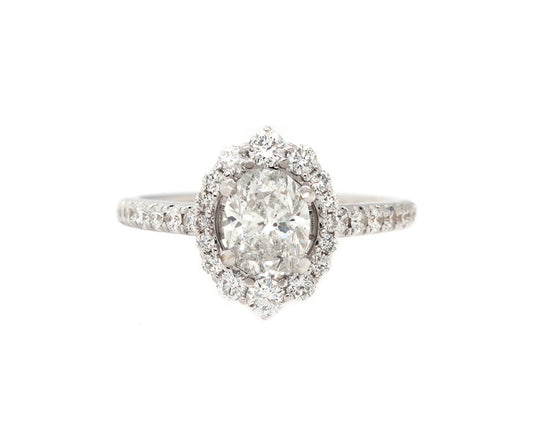 1.50ctw Oval and Round Diamond Frame Engagement Ring in 14K