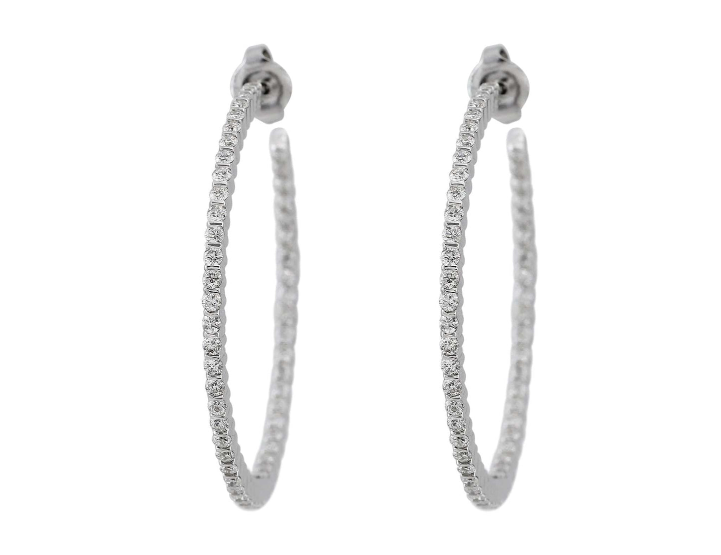 18k White Gold 1.94ct Diamond Hoop Earrings