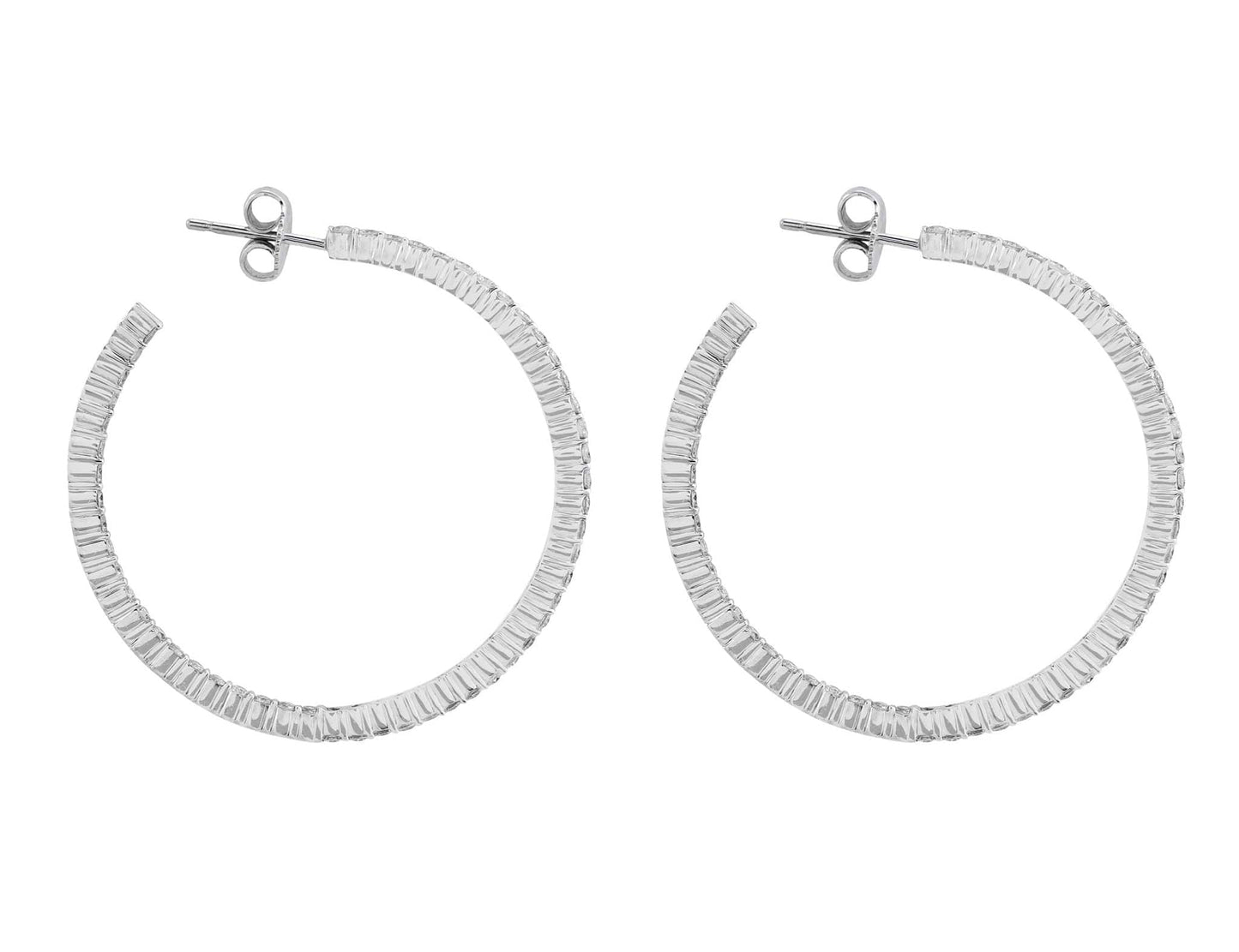 18k White Gold 1.94ct Diamond Hoop Earrings