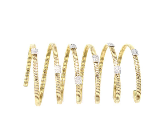 2.00ctw Diamond Station Wrap Around Spiral Flex Bracelet in 18K