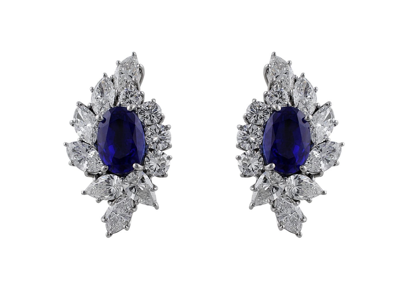 18k White Gold Unheated Burmese Sapphire Earrings