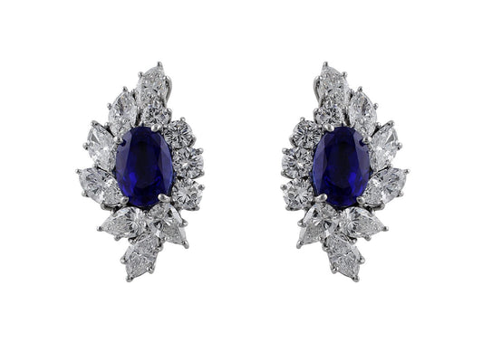 18k White Gold Unheated Burmese Sapphire Earrings