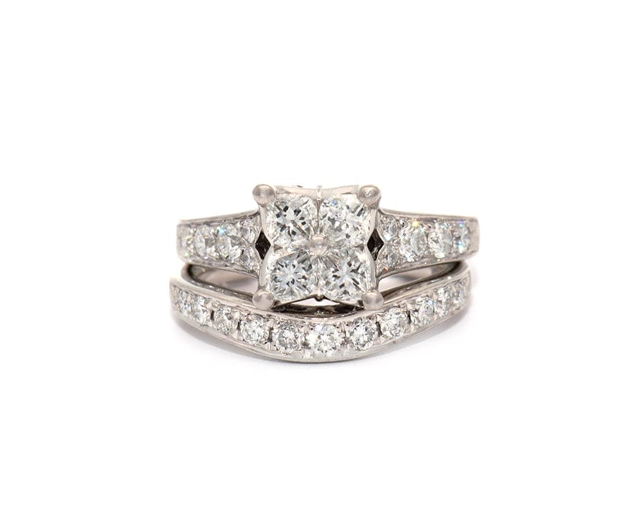 1.14ctw Nelson Calla and Round Diamond Straight Bridal Set in Platinum