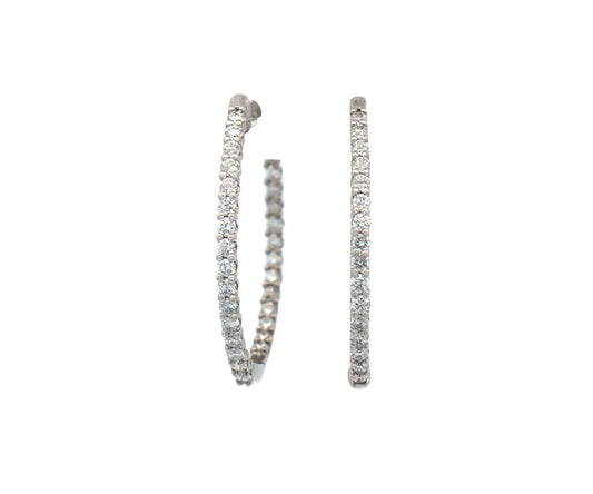 Allison Kaufman 1.50ctw Diamond Inside Out Oval Hoop Earrings in 14K