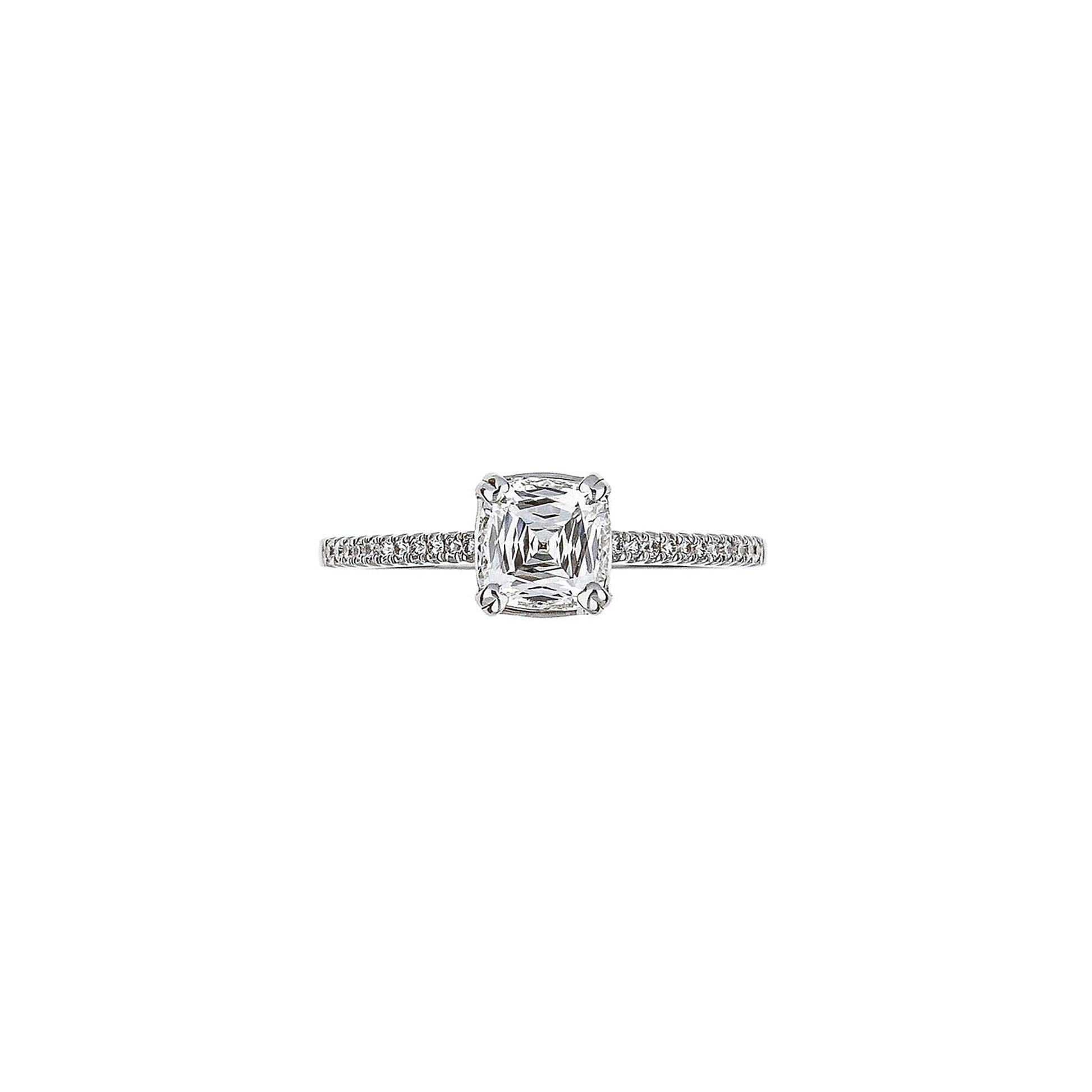 18K White Gold Cathedral Chris Cut Diamond Engagement Ring