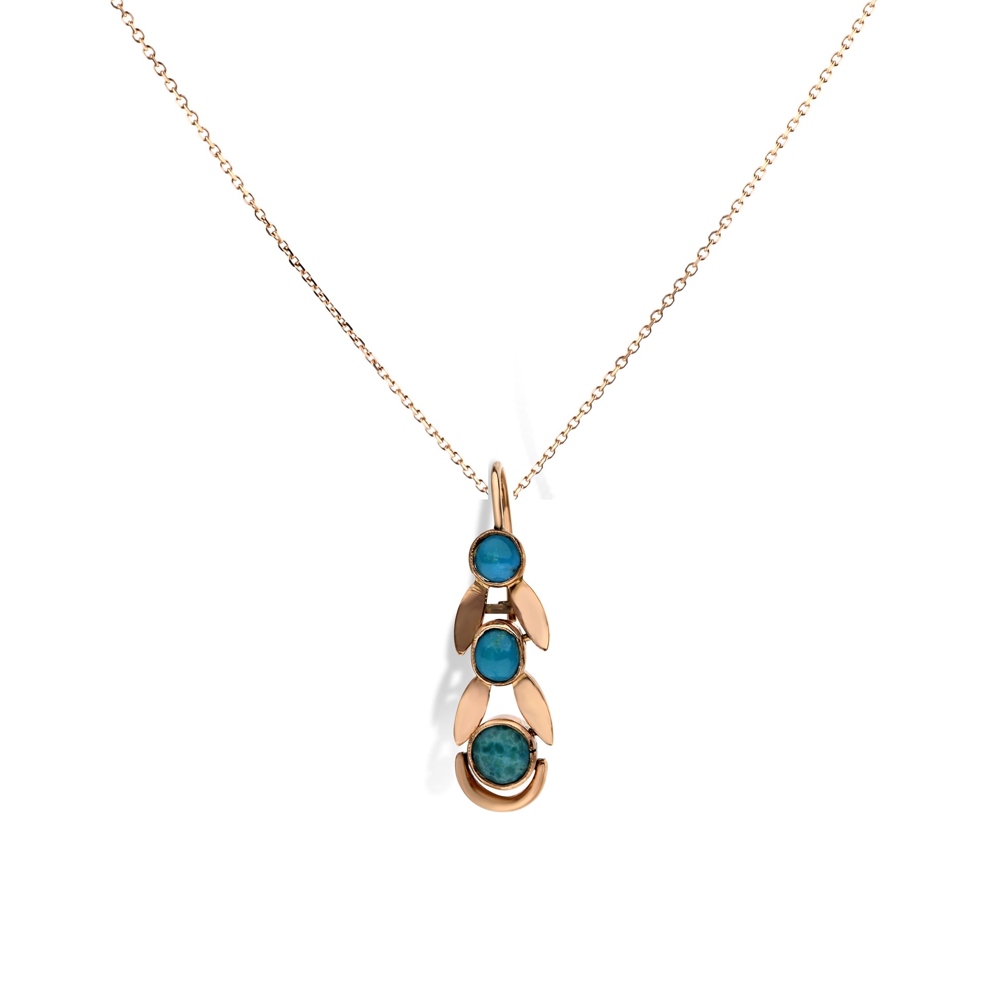 14k Rose Gold Turquoise Enhancer Style Pendant