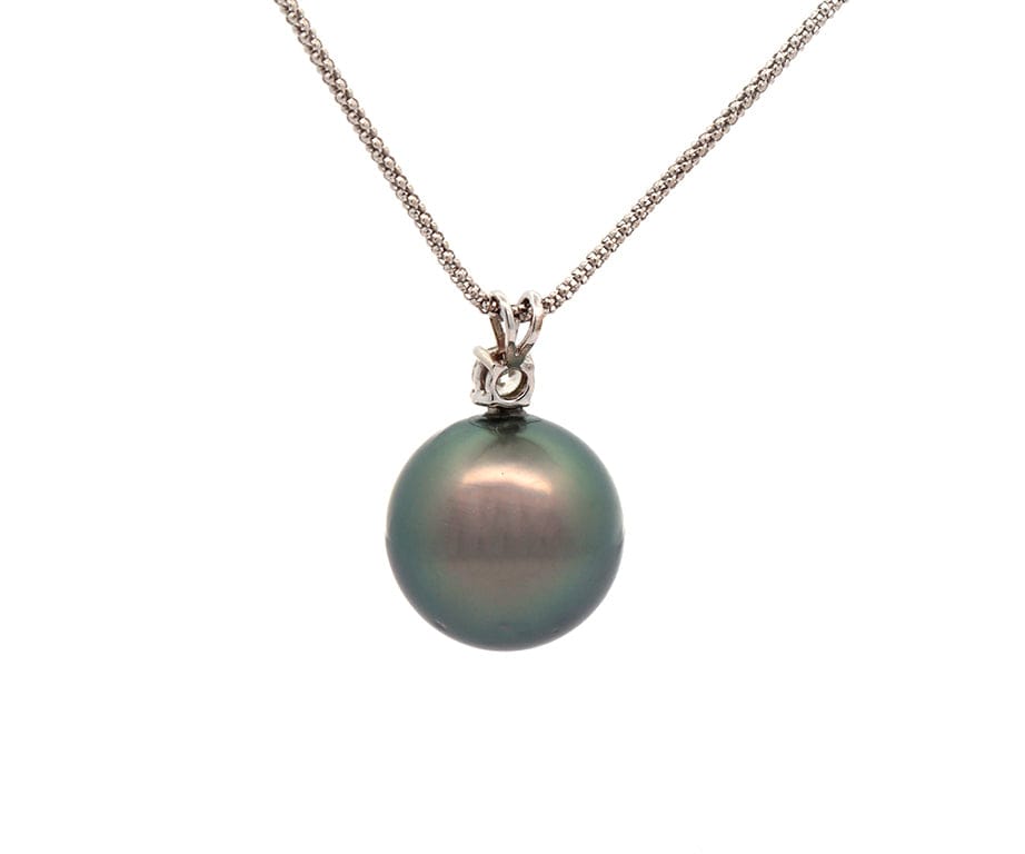 16.5MM Tahitian Pearl and 0.25ct Diamond Pendant Necklace in 18K