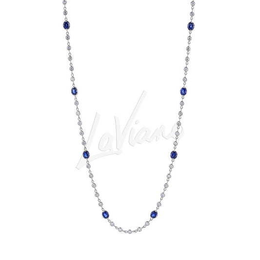 18K White Gold Sapphire and Diamond Necklace