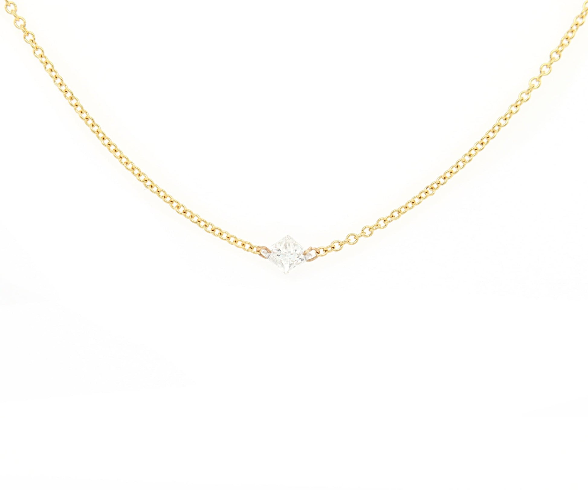 0.90ctw Mixed Cut Diamond Floating Station Necklace in 18K