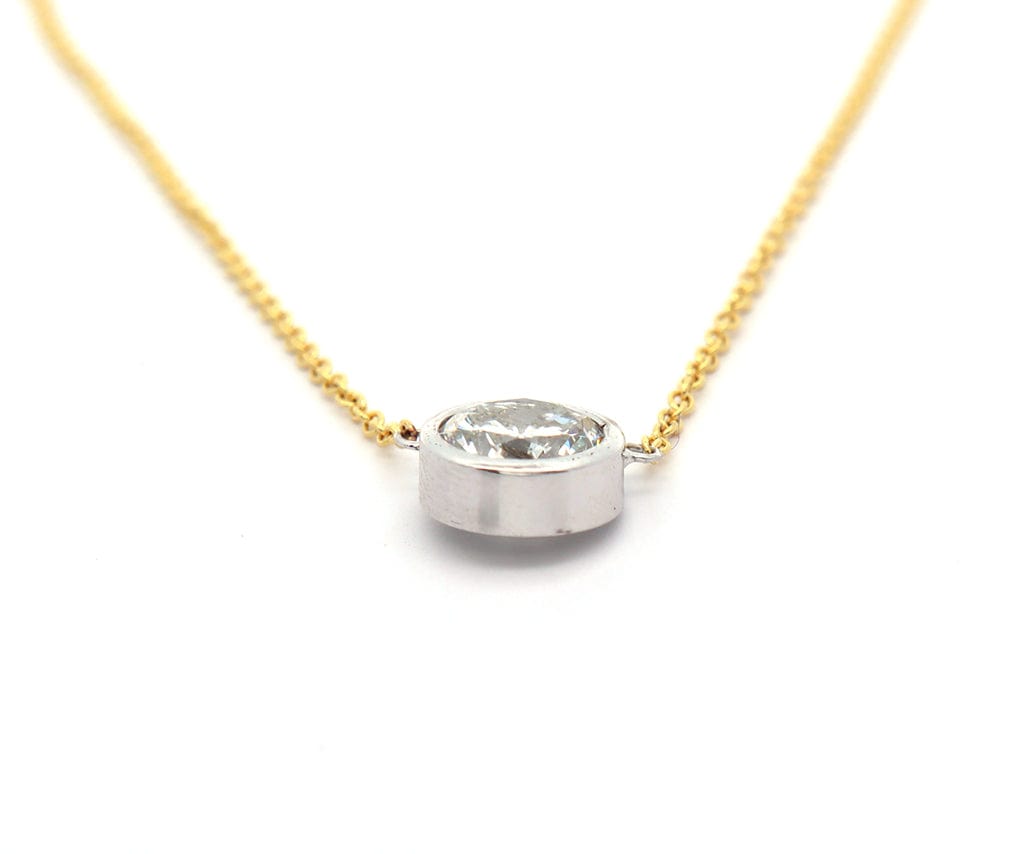 1.52ct Round Diamond Laser Drilled Bezel Set Solitaire Pendant Necklace in 14K