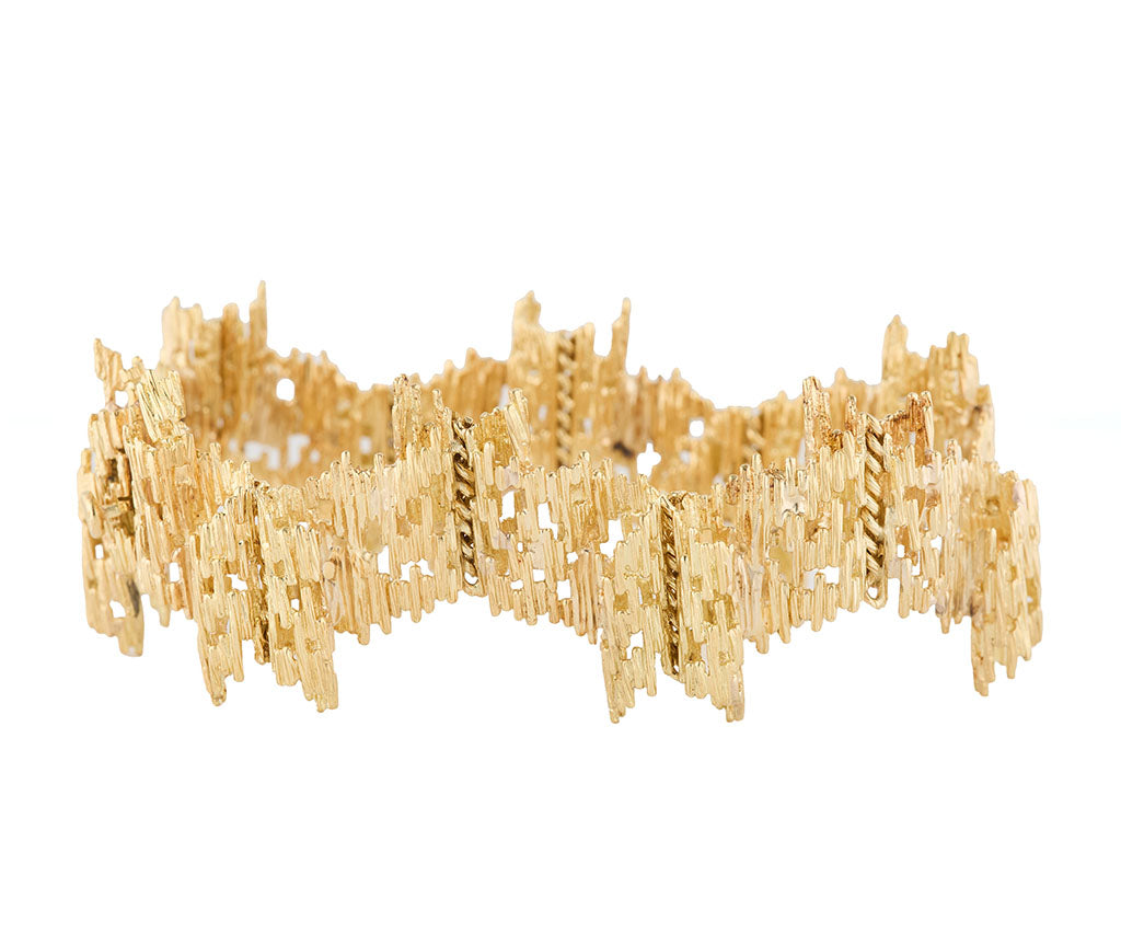 Toliro Brutalist Bark Textured Bracelet in 18K