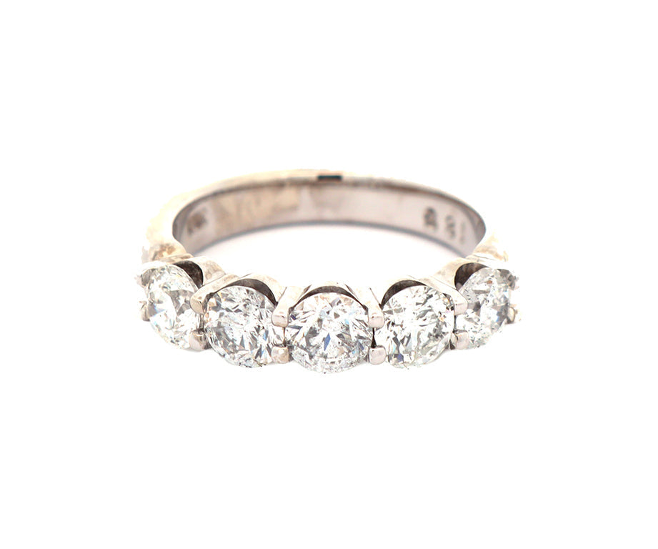 1.85ctw Round Diamond Five Stone Anniversary Wedding Band Ring in 14K