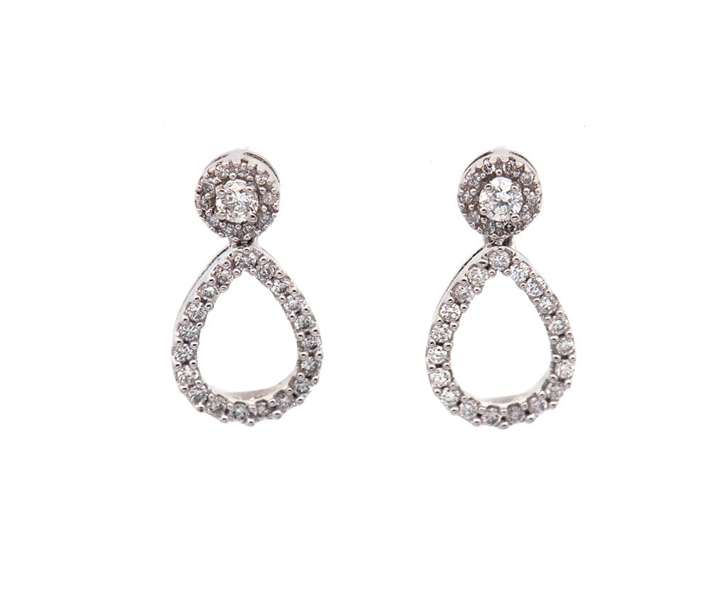 0.65ctw Diamond Teardrop Shaped Drop Earrings in 14K