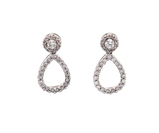 0.65ctw Diamond Teardrop Shaped Drop Earrings in 14K