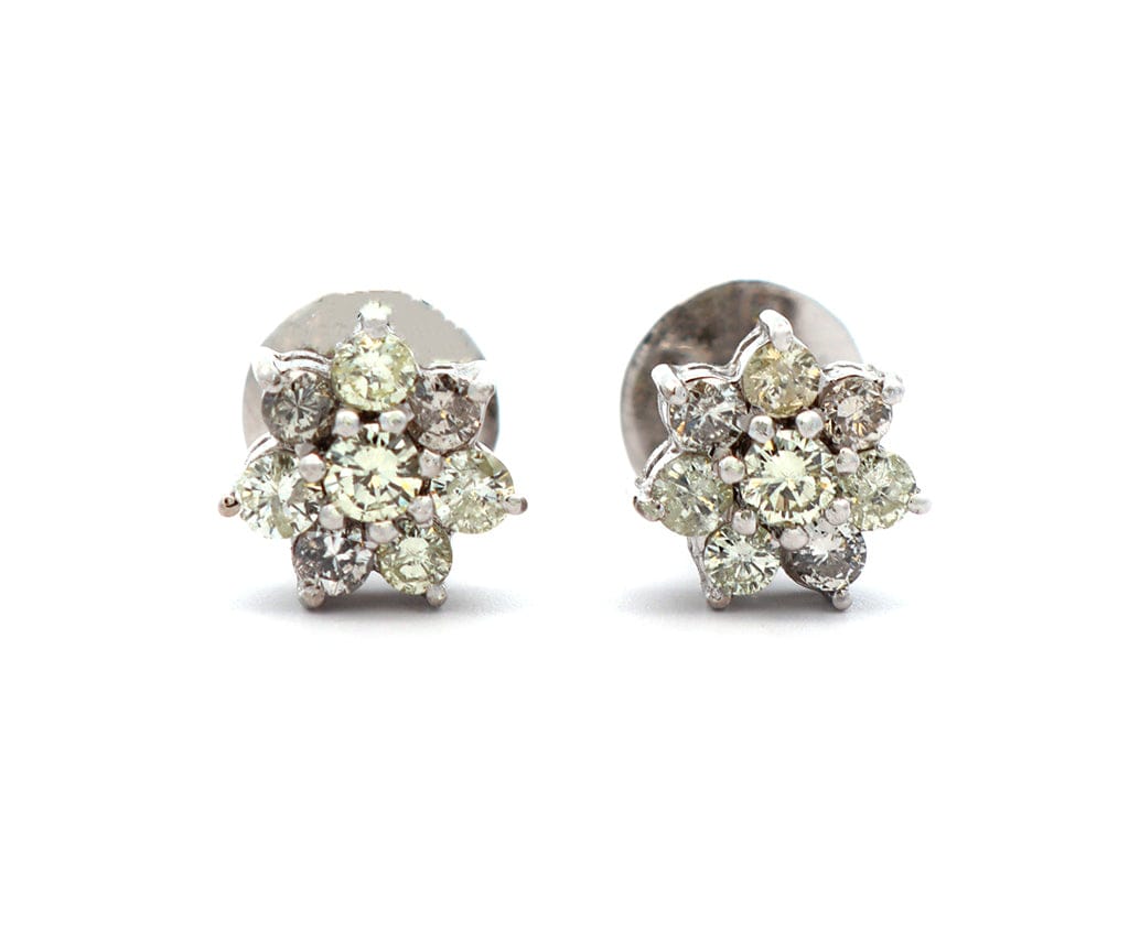 1.75ctw Round Diamond Cluster Flower Stud Earrings in 14K