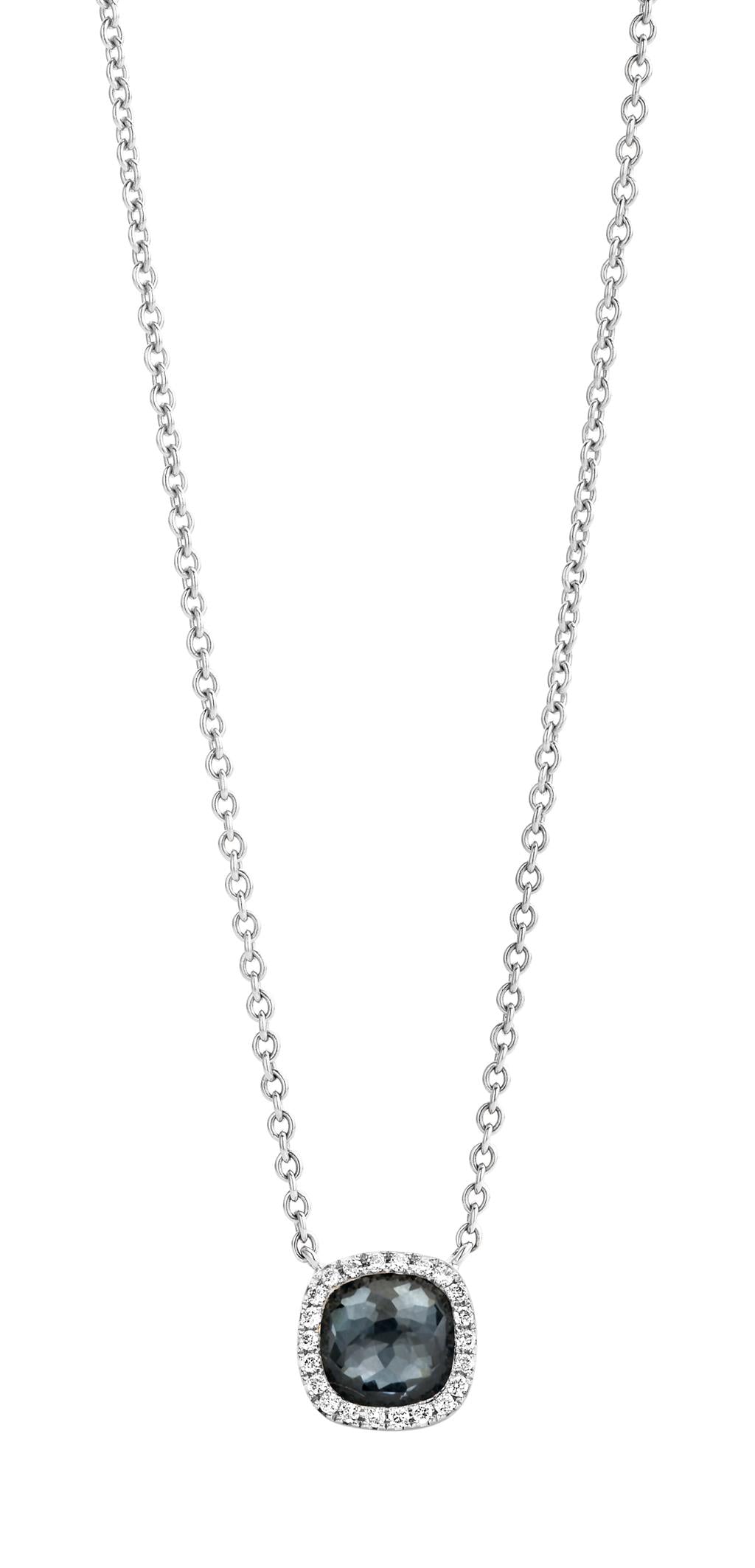 Tirisi 18K White Gold Hematite and Diamond Pendant