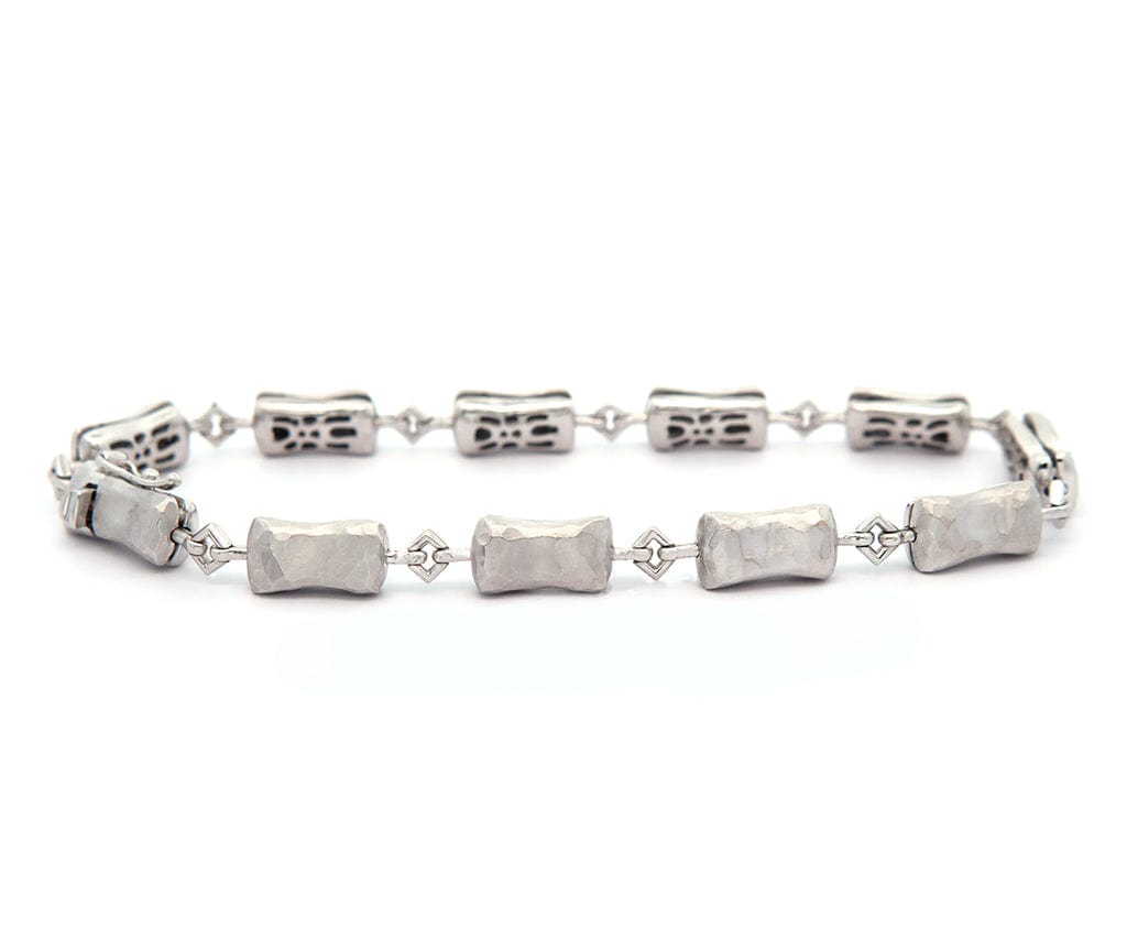 0.10ctw Pave Diamond Bamboo Style Link Bracelet in 18K