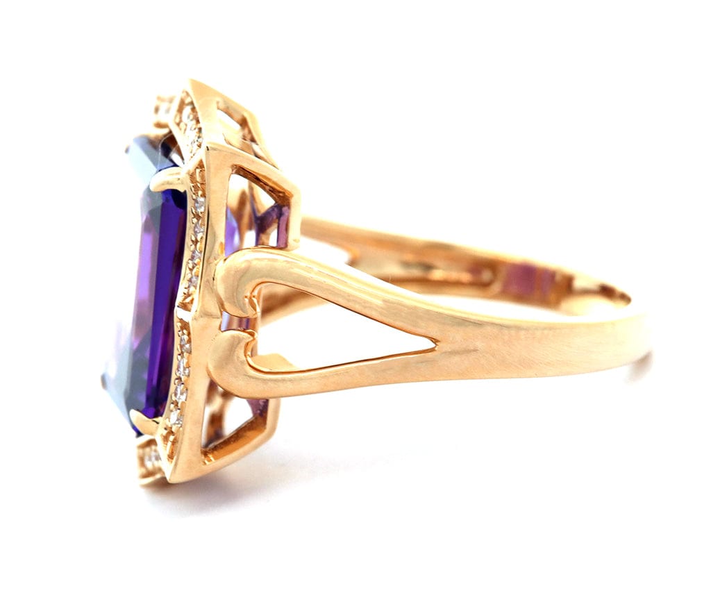 6.09ct Tanzanite and 0.12ctw Diamond Frame Statement Ring in 18K