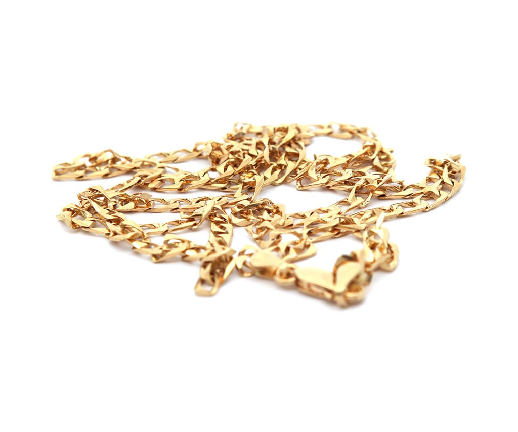 3.0MM Polished Cuban Link Chain Necklace in 18K