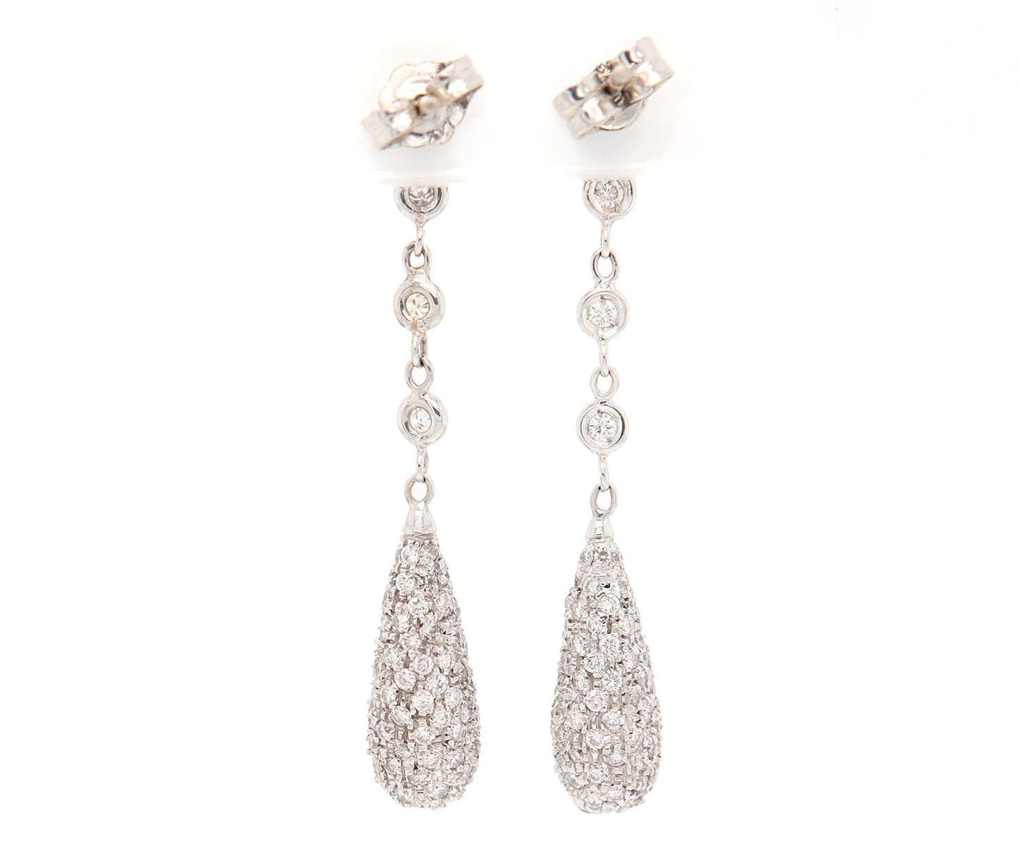 2.00ctw Pave Diamond Dome Style Dangle Earrings in 18K