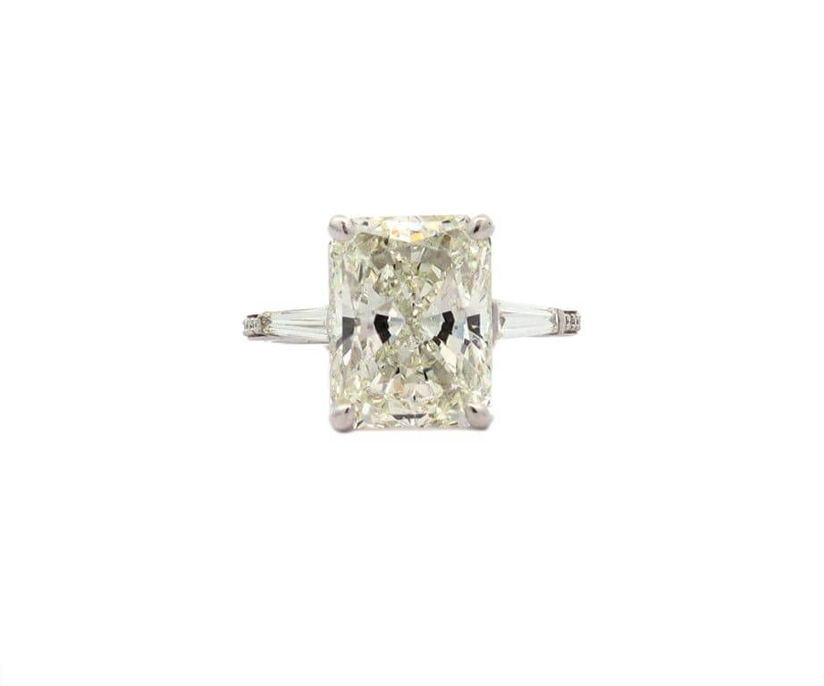 5.90ctw Radiant Baguette and Round Diamond Straight Engagement Ring in 14K